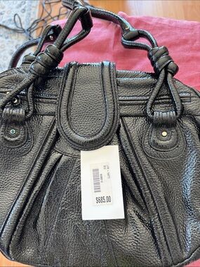 Loeffler Randall black leather Shoulder Bag with Shiny Logo Plaque